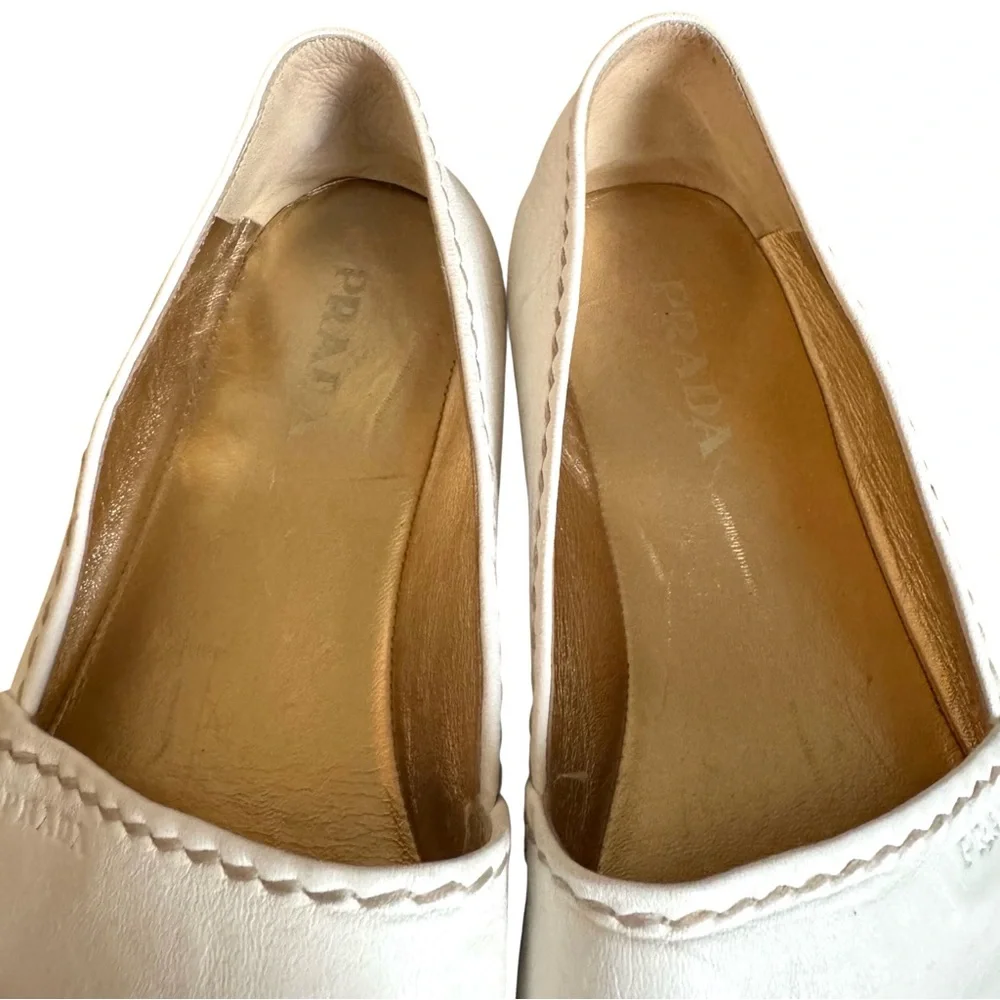 PRADA Platform Open Toe Espadrille White Nappa Leather